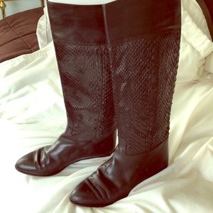 Black leather Python boots made in Italy